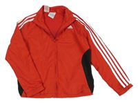 Červeno-černá sportovní funkční mikina s pruhy a logem Adidas