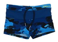 Petrolejovo-modro-černé vzorované nohavičkové plavky Nabaiji
