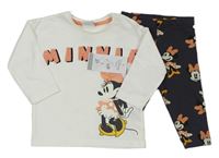 2 set - Bílé triko s Minnie + antracitové legíny s Minnie Disney