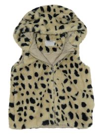 Béžovo-černá puntíkatá kožešinová podšitá vesta s kapucí M&Co.