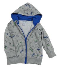 Šedá propínací mikina s diny a kapucí Pocopiano