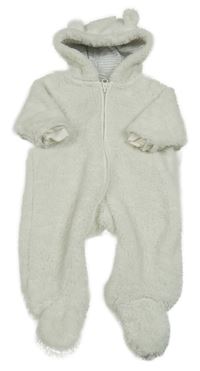 Bílá chlupatá kombinéza s kapucí Next