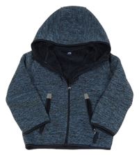 Modro-černá melírovaná pletená propínací zateplená mikina s kapucí Kiki&Koko