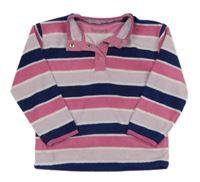 Růžovo-bílo-tmavomodrá pruhovaná fleecová mikina Nutmeg