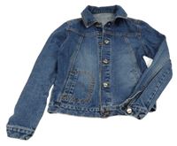 Tmavomodrá riflová crop bunda 