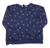 Tmavomodrá květovaná mikina 