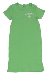 Světlezelené žebrované šaty s nápisem Y.F.K.