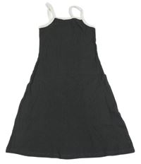 Antracitovo-bílé žebrované šaty H&M