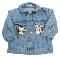 Světlemodrá riflová bunda s Mickeym a Minnie Disney