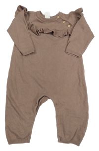 Hnědý pletený overal s volánky H&M