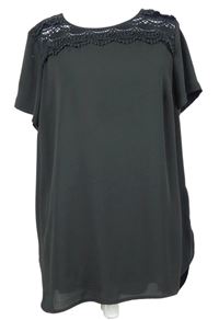 Dámská černá plisovaná halenková tunika s krajkou M&S