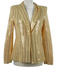 Dámský oranžovo-zlatý třpytivý sakový cardigán Savida 