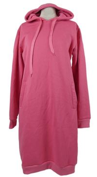 Dámské růžové teplákové šaty s kapucí 