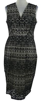 Dámské černo-bílé krajkové pouzdrové šaty Dorothy Perkins 