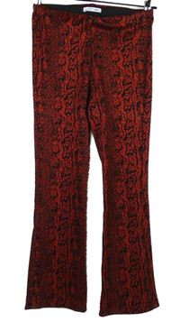 Dámské červeno-černé vzorované zvonové kalhoty Zara 