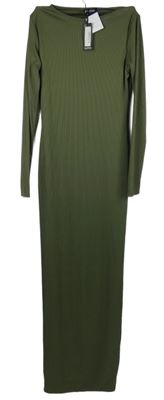 Nové - Dámské khaki žebrované midi šaty Boohoo 
