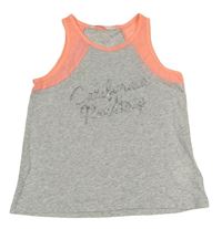 Šedo-neonově růžový crop top s nápisem H&M