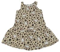Béžové bavlněné šaty s flíčky a Hello Kitty H&M
