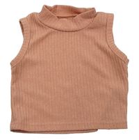 Světlerůžový žebrovaný úpletový crop top 