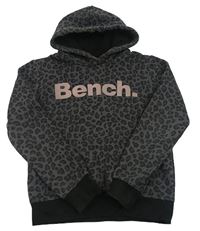 Šedá mikina s flíčky, logem a kapucí Bench