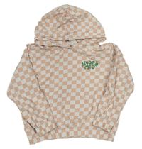 Růžovo-bílá kostkovaná mikina s nápisem a kapucí zn. H&M