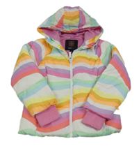 Barevná pruhovaná šusťáková zimní bunda s kapucí Swisstech