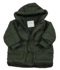 Khaki šusťáková zimní bunda a kapucí Primark