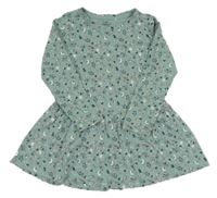 Modré bavlněné šaty s ptáčky Topolino