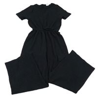 Černý mačkaný kalhotový overal Zara