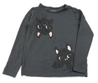 Šedé triko s kočkami H&M