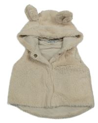 Béžová kožešinová podšitá vesta s kapucí Lullaby