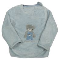 Světlemodrá chlupatá mikina s medvědy Little nutmeg