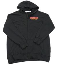 Černá propínací mikina s nápisem a kapucí H&M