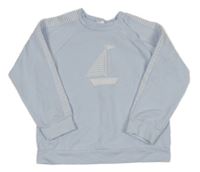 Světlemodro-bílá mikina s plachetnicí 