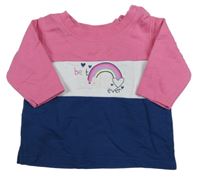 Růžovo-bílo-modrá mikina s duhou 