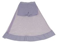 Fialová kraťasová tylová sukně s perlami 