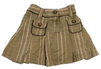 Béžovo-hnědo-růžová kostkovaná sukně s knoflíky H&M