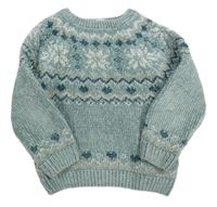 Mentolový žinylkový svetr se vzorem Primark