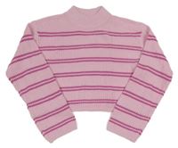 Světlerůžo1vý pruhovaný crop svetr H&M