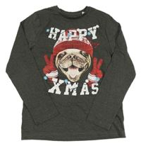 Tmavošedohnědé triko se psem C&A