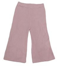 Světlerůžové pletené flare kalhoty Shein