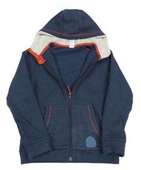 Tmavomodrá melírovaná pletená propínací mikina s kapucí Quechua