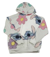 Bílá květinová mikina se Stichem a kapucí George