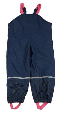 Tmavomodré nepromokavé zateplené laclové kalhoty se vzorem Lupilu