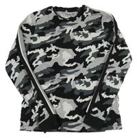 Černo-šedé army triko s pruhy na rukávech Next