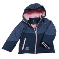 Tmavomodro-melírovaná softshellová zateplená bunda s kapucí C&A