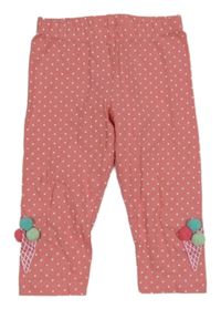 Růžové puntíkaté capri legíny se zmrzlinami s bambulemi Topolino