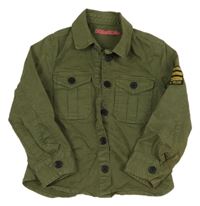 Khaki košilová bunda s nášivkami 