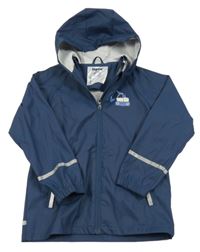 Tmavomodrá nepromokavá bunda s bagrem a kapucí Lupilu