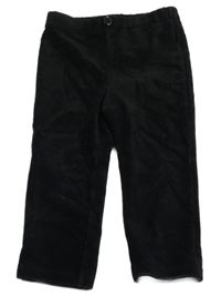 Černé sametové žebrované společenské kalhoty H&M